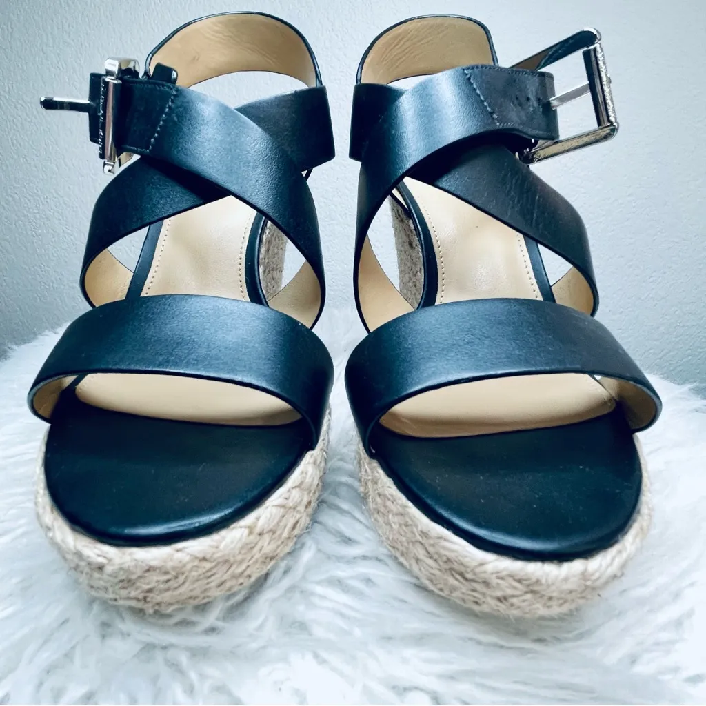 MICHAEL KORS Black Strappy Heels Wedges GIOVANNA - Image 2