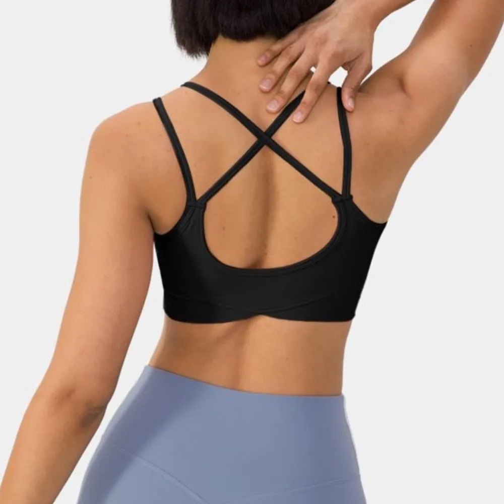 NEW Halara Backless Crisscross Strappy Yoga Sports Bra Toro/Plum Small - Image 3