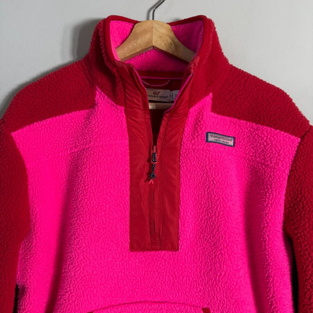 Vineyard Vines 1/4 Zip Colorblock Fleece Pullover Jacket Women's Small Pink Red - Image 6