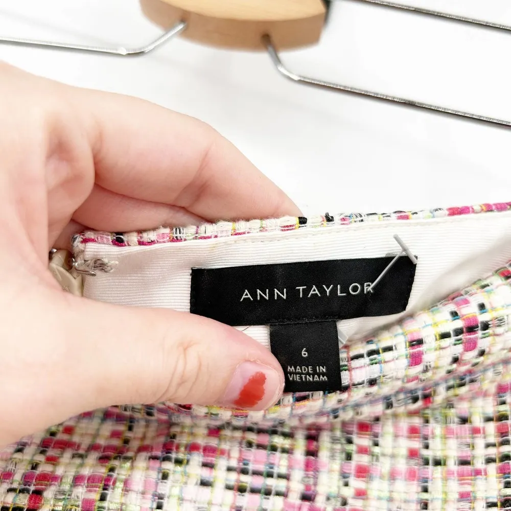Ann Taylor  Womens Rainbow Tweed Cotton Blend Career Work Mini Skirt Size 6 - Image 3