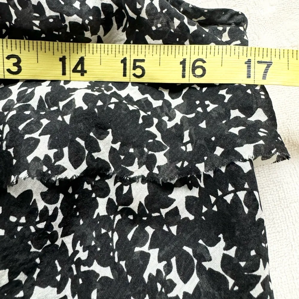 Vintage J.Crew Silk Dark Fairy Ruffle Dainty Leaves Black White Sleeveless Sz 2 - Image 12