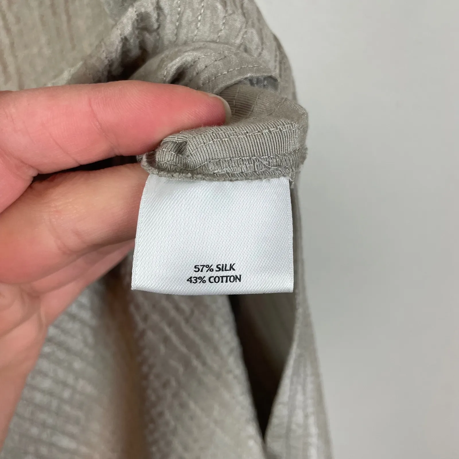 Eileen Fisher Linen Blend Sleeveless Button Front Long Vest Taupe Size L - Image 5