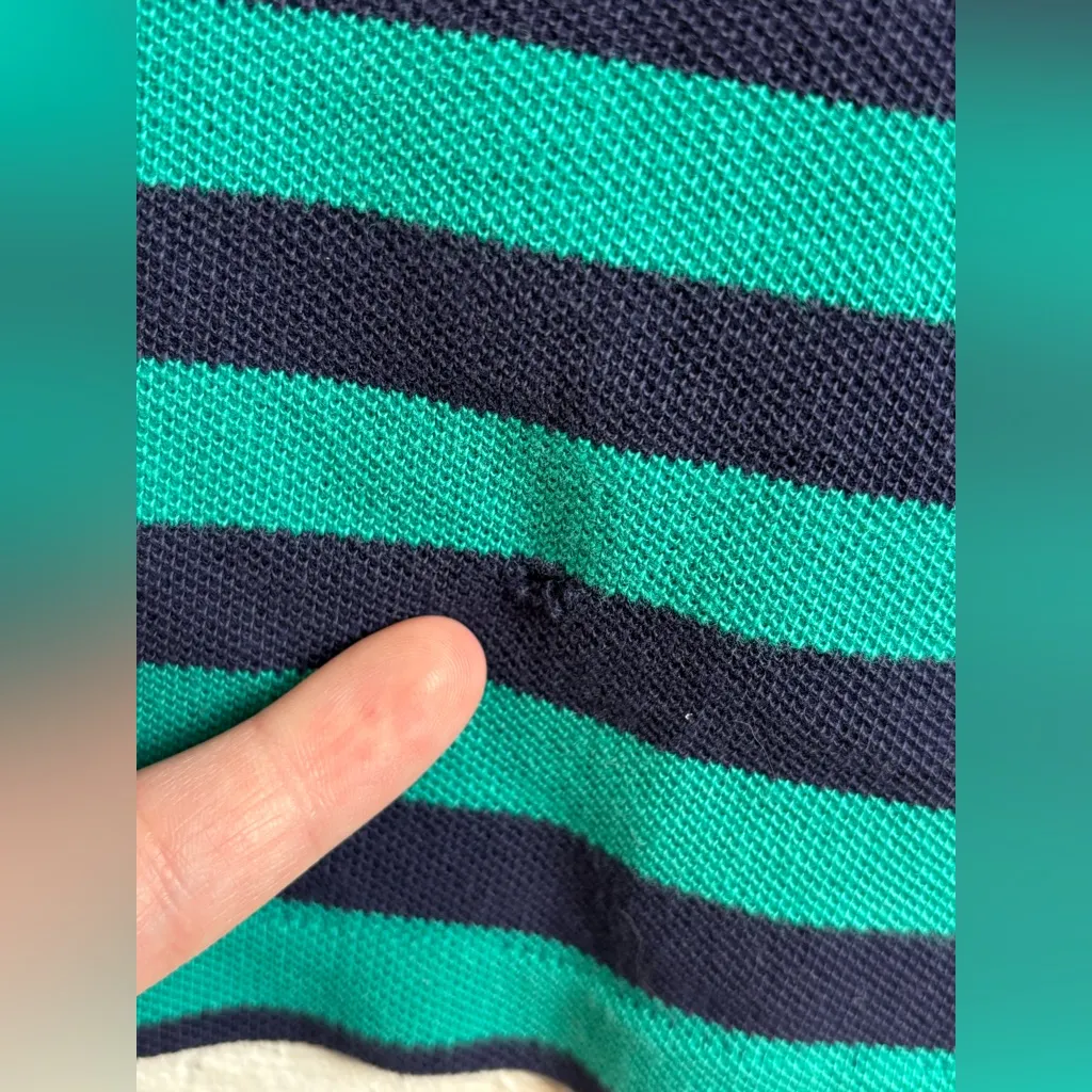 Lands’ End Woman’s Vintage 1990’s Stripes Polo Casual Short Sleeve Tee Sz Large - Image 6