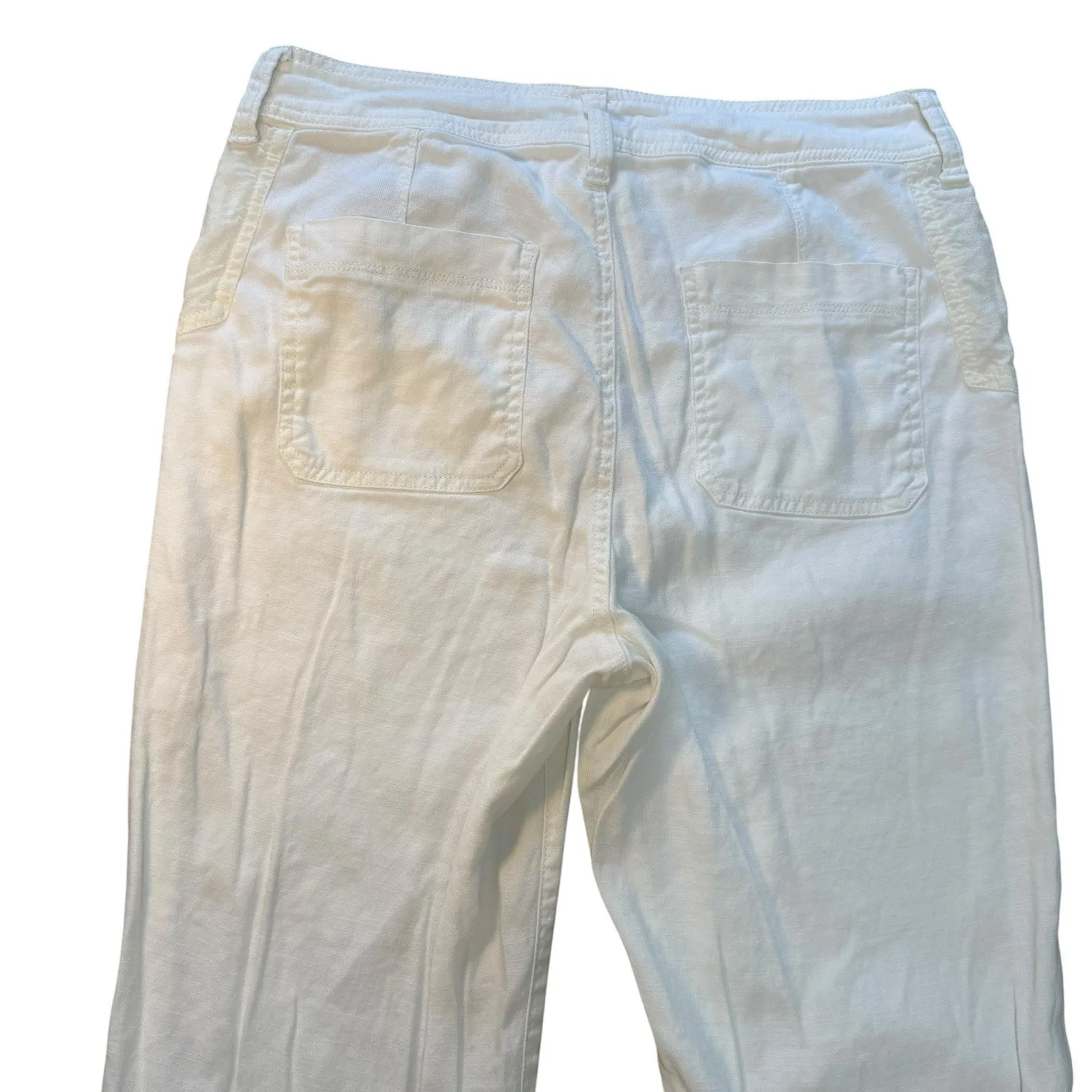 NYDJ LiftxTuck Technology Linen‎ Blend Optic White Pants Size 8 - Image 6