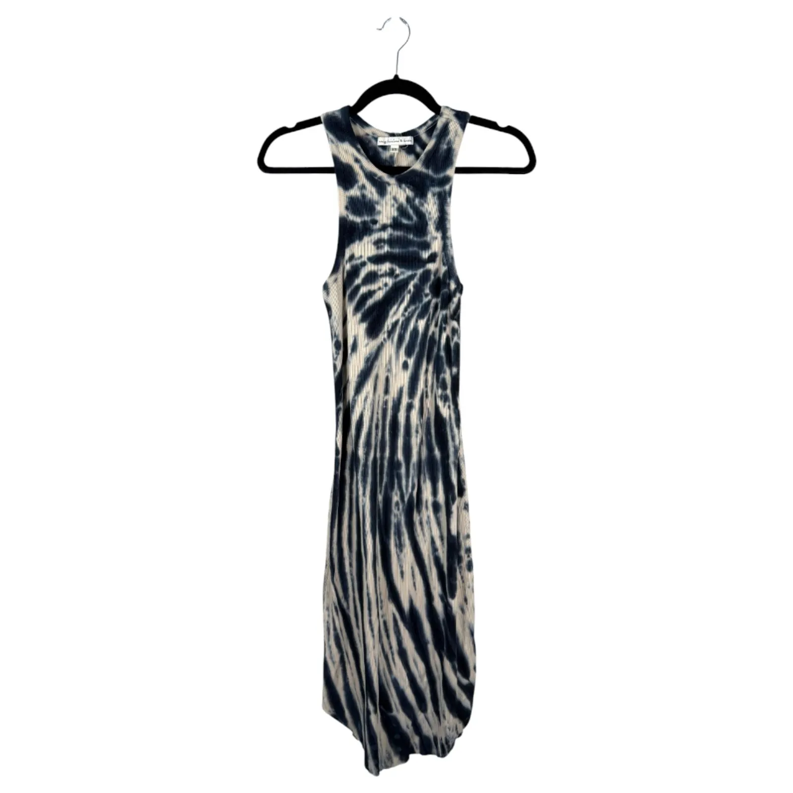 YFB Young Fabulous & Broke Robbie Ribbed Blue Tie Dye Fitted Midi Dress XS - Image 4