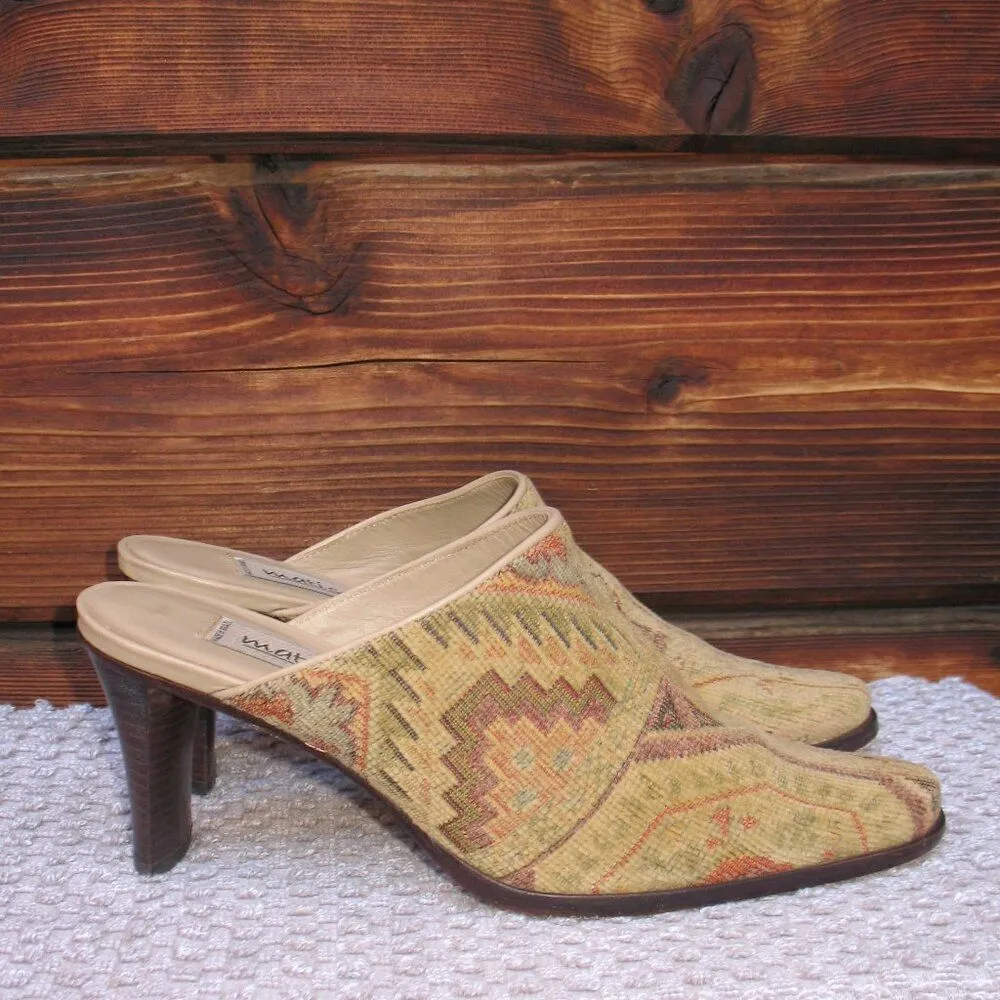 Matisse Tapestry Heeled Mules Shoes Tan Size 7 - Image 3