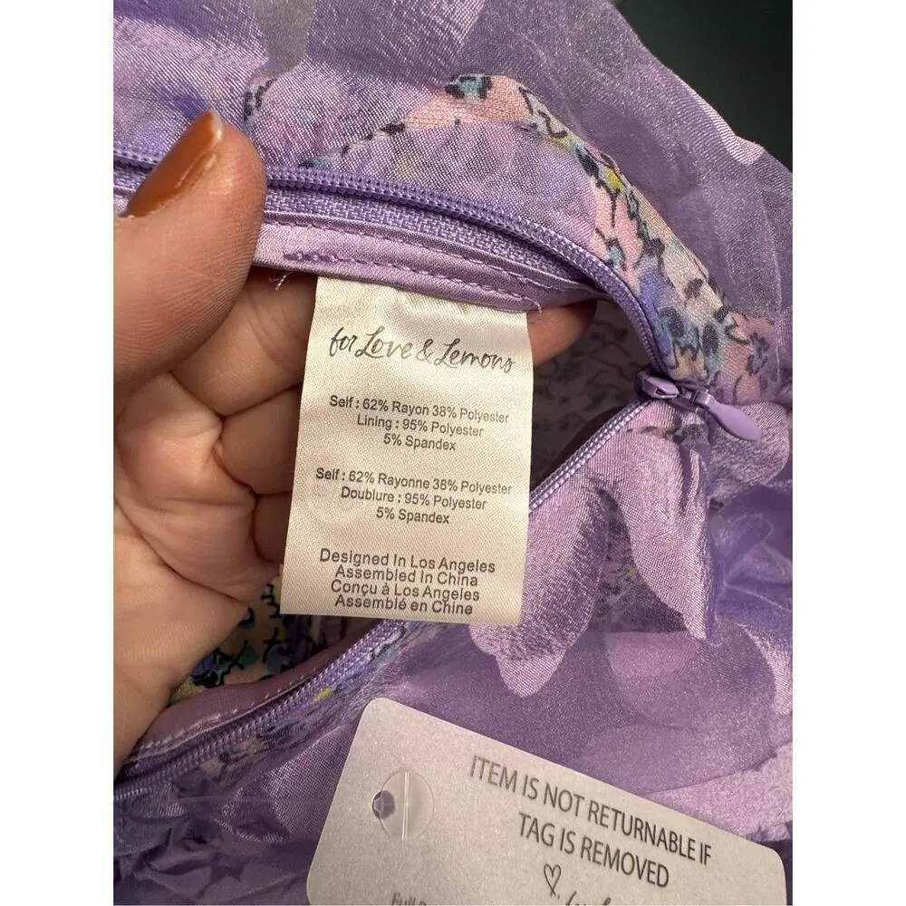 For Love & Lemons NWT Villegas Midi Dress in Purple Size M - Image 8