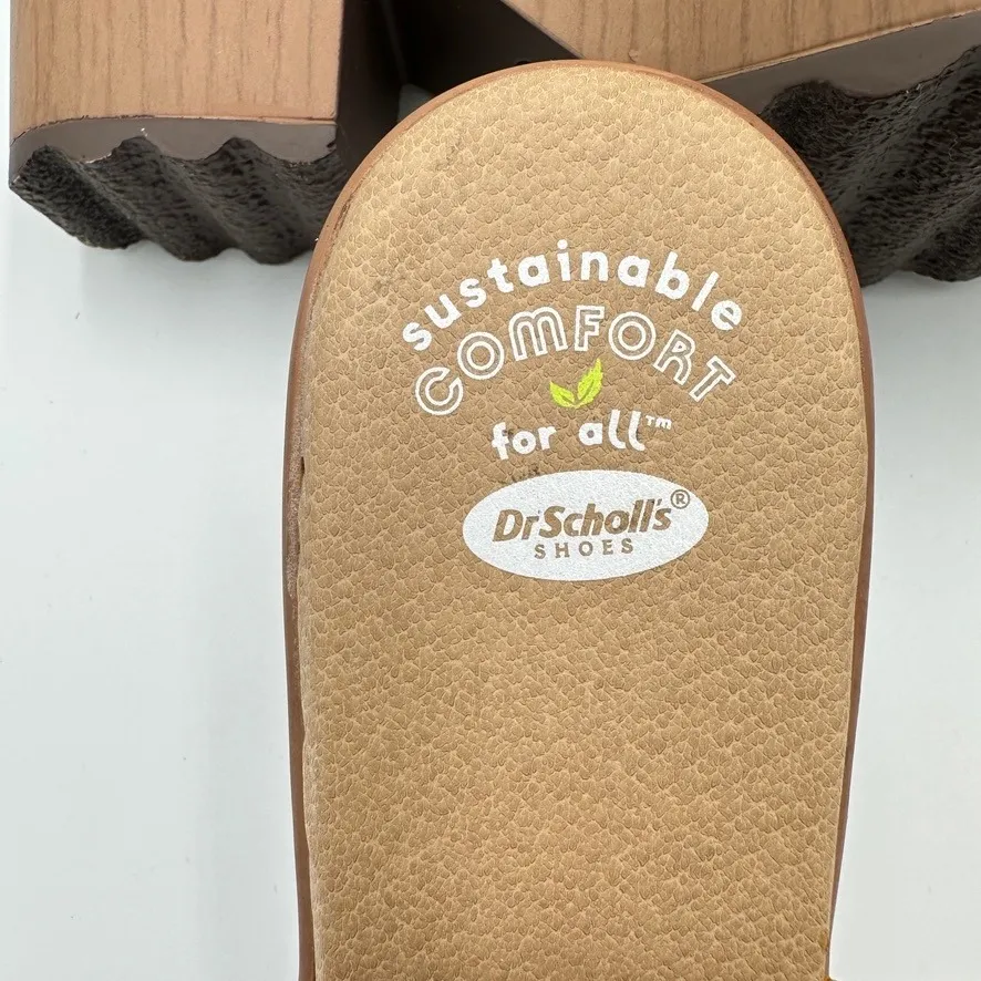 Dr Scholls Women Orange Brown Faux Suede Platform Wedge Clogs Shoes Size 9M - Image 7