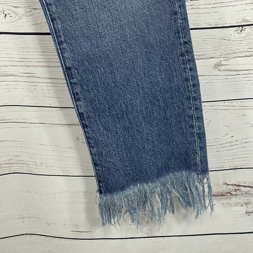 3x1 NYC Revolve SZ 27 Lima Cropped Jeans Straight Fringe Frayed Hems Button - Image 3