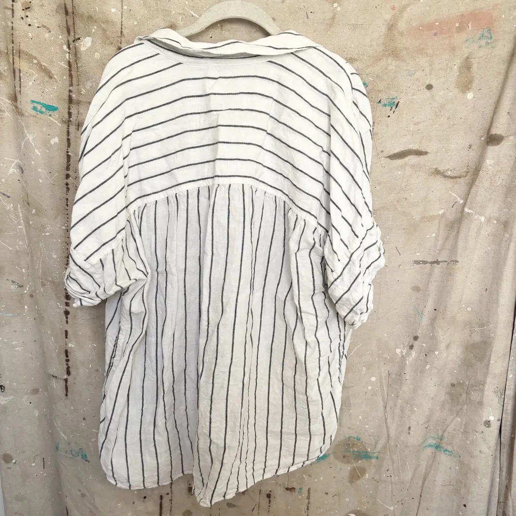 J Crew Relaxed-Fit Short-Sleeve Baird McNutt Irish Linen Shirt, Graphite Stripe - Image 4