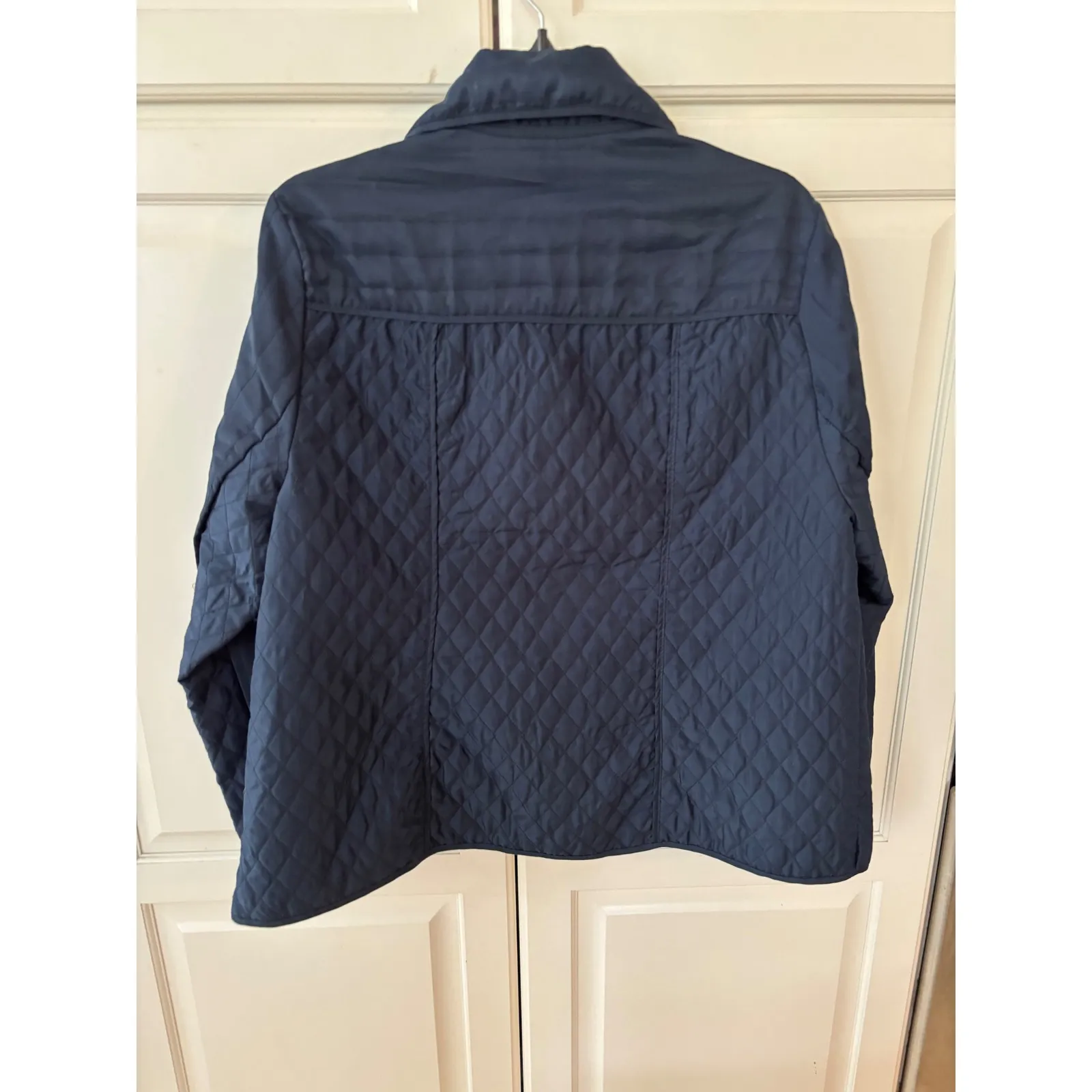 Jane Ashley Quilted Navy Blue Button‎ Up Jacket XL Pockets Full Zip Outerwear - Image 5