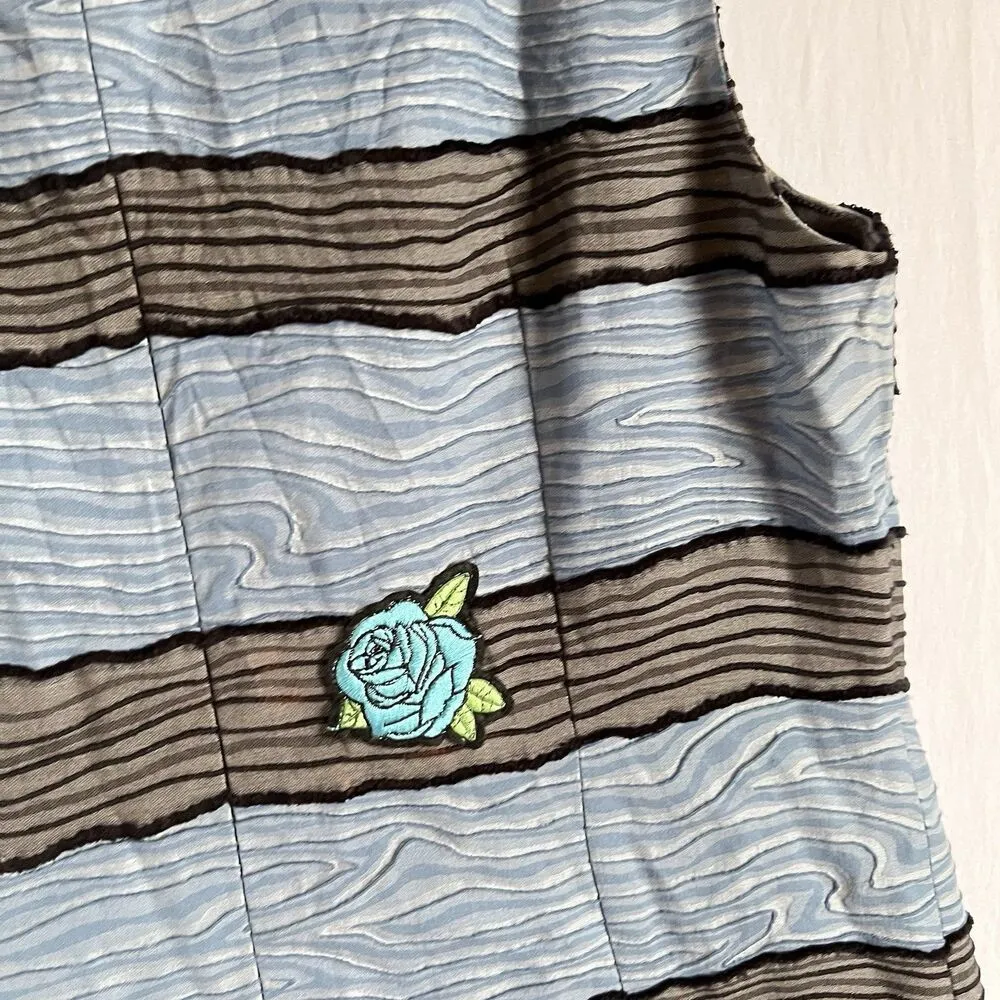 Piazza Sempione Size 48 Fit M/L Sleeveless Textured Sheath Dress Blue Gray - Image 6