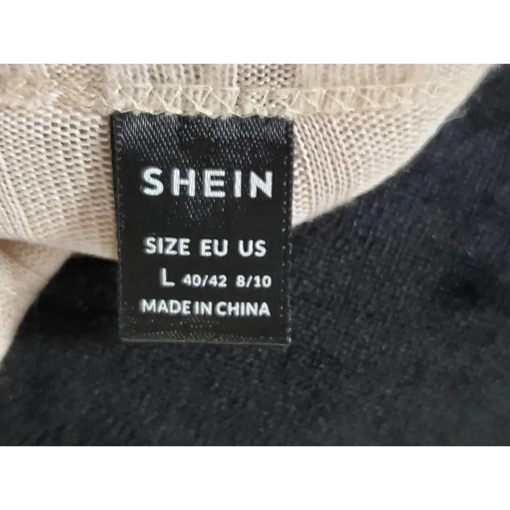 SHELN Women's Beige Polyester Long Sleeve Round Neck Pullover Knit Sweater M - Image 6