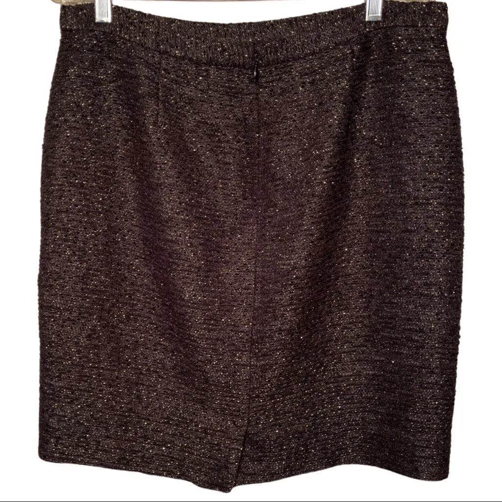 Albert Nipon size 12 straight pencil skirt black gold professional work lined - Image 2