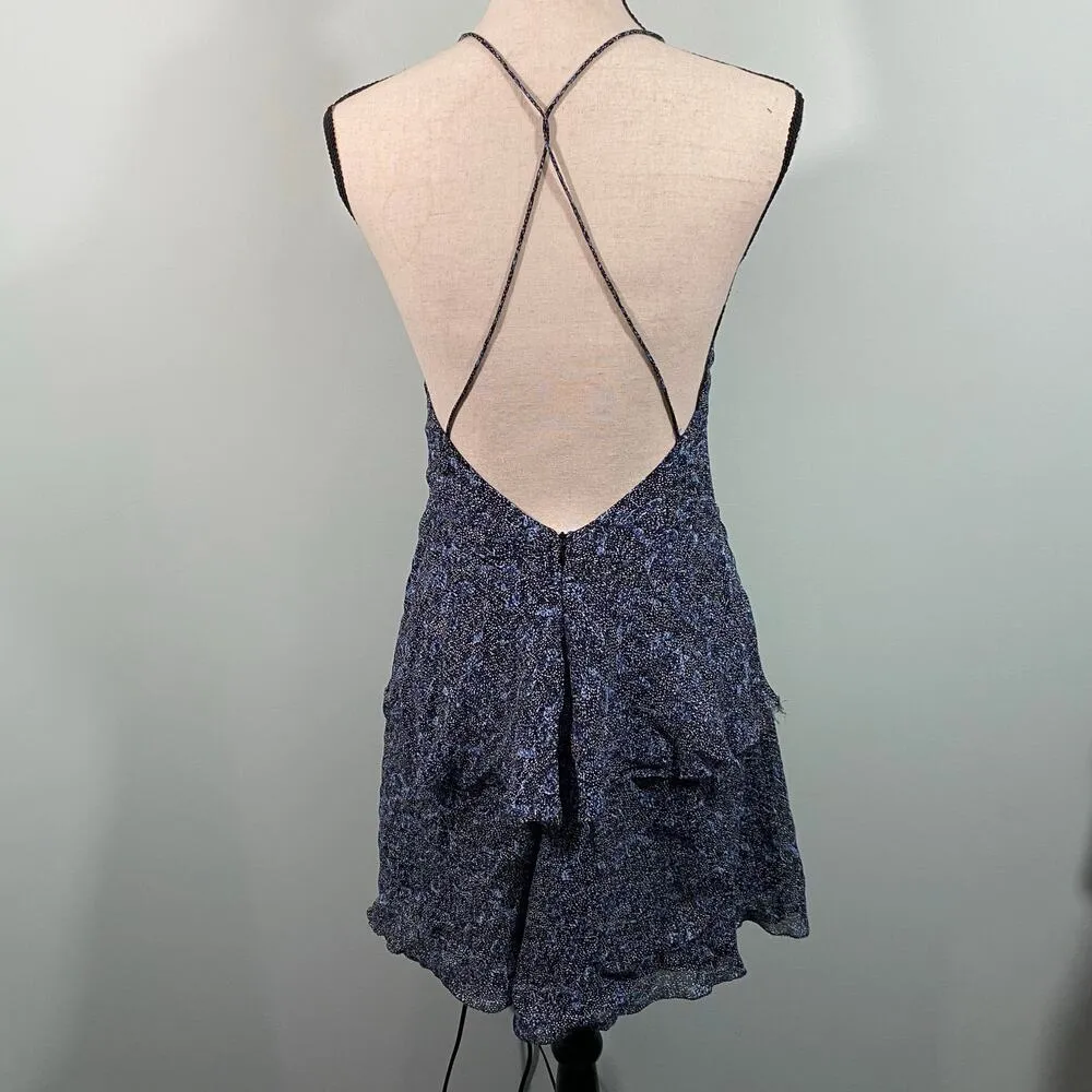 Zara Women's Blue & Black Graphics V-neck Tank Babydoll Dress Size M #6895/275 - Image 9