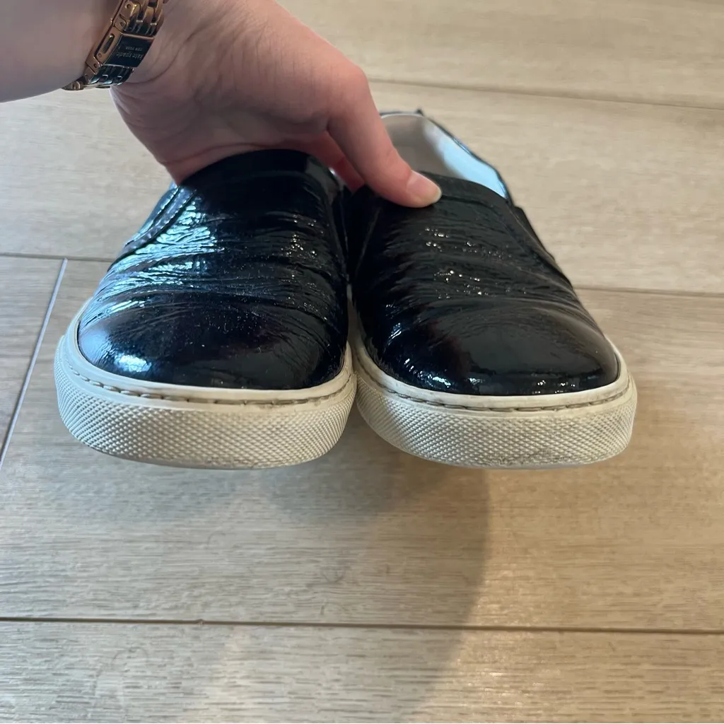 Lanvin Women’s Black Patent Leather Sneaker Loafers Slip On Size 37/6 US - Image 6