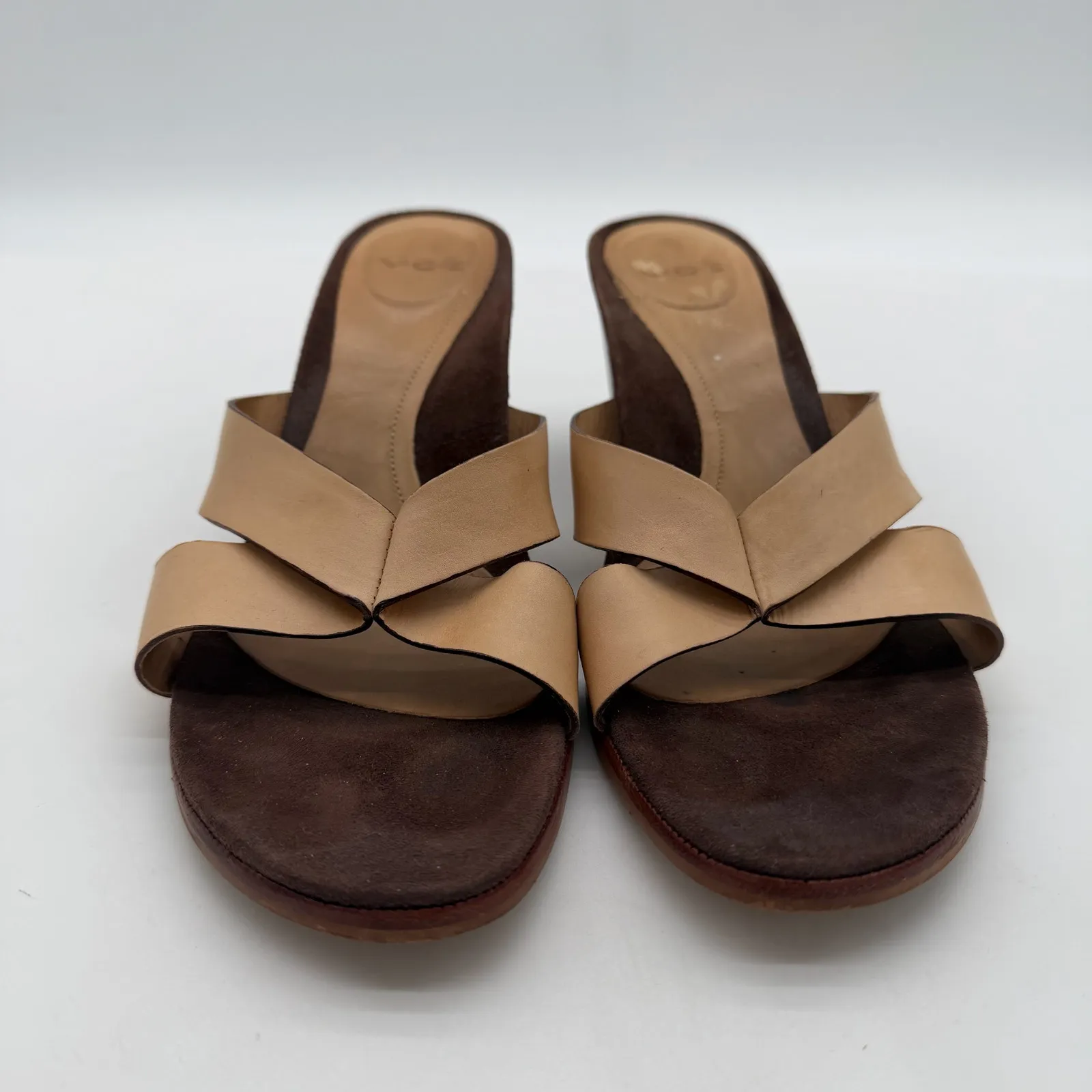 VOZ Y2K Vintage Brazil Leather Tan Comfort Casual Block Heel Sandals 8 - Image 2