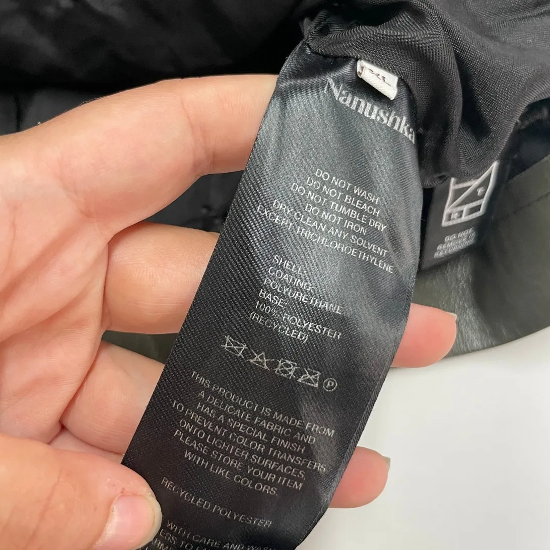 Nanushka Jacket Womens X Large Holleen Solid Green Faux Leather Collared Size XL - Image 8