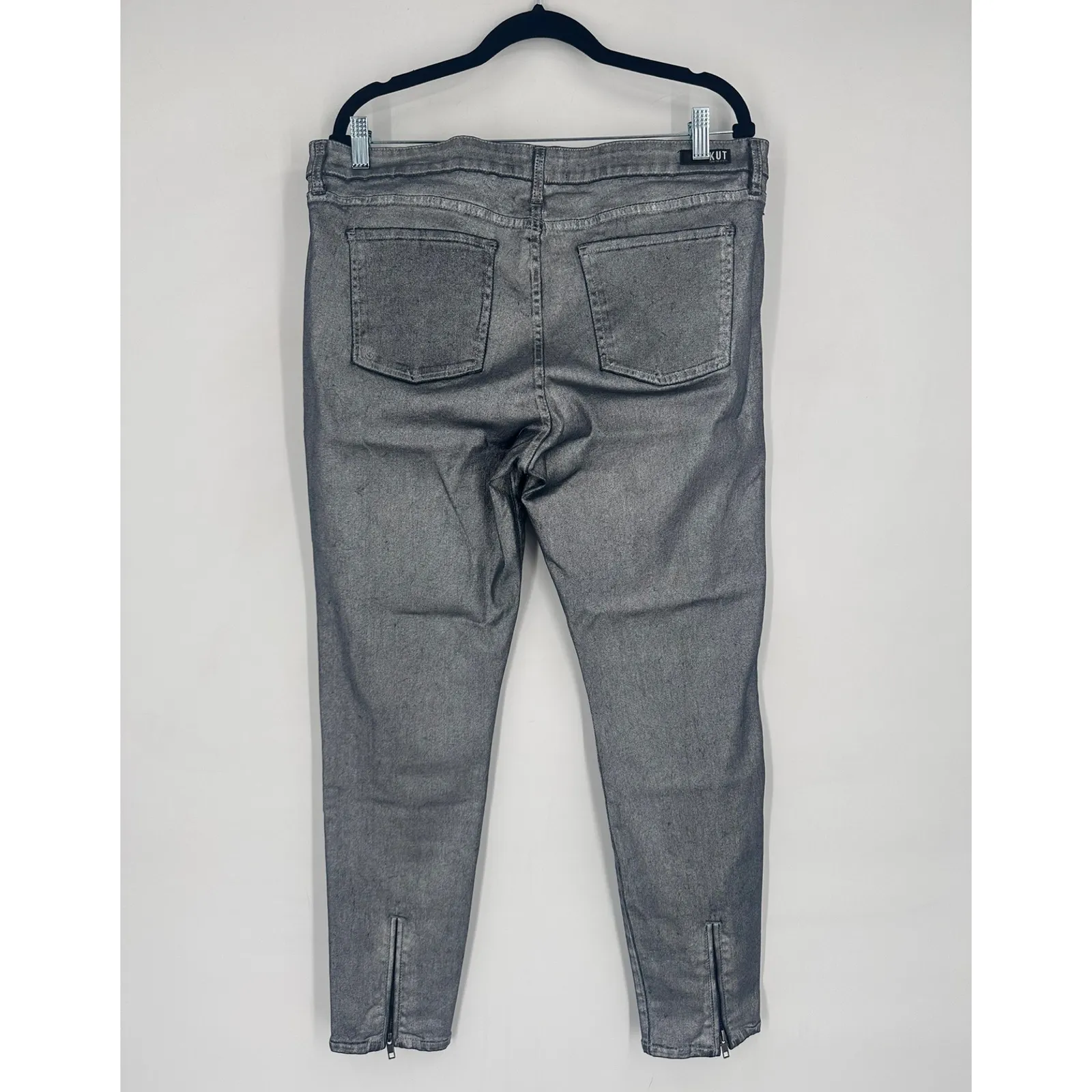KUT‎ From The Kloth Connie Ankle Skinny Silver Metallic Jeans Size 16 Womens - Image 7