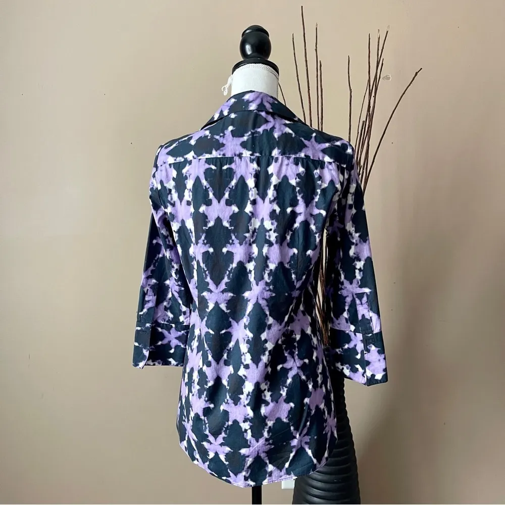 LAFAYETTE 148 NY | Purple Tie Dye Button Down Top Sz 4 - Image 7