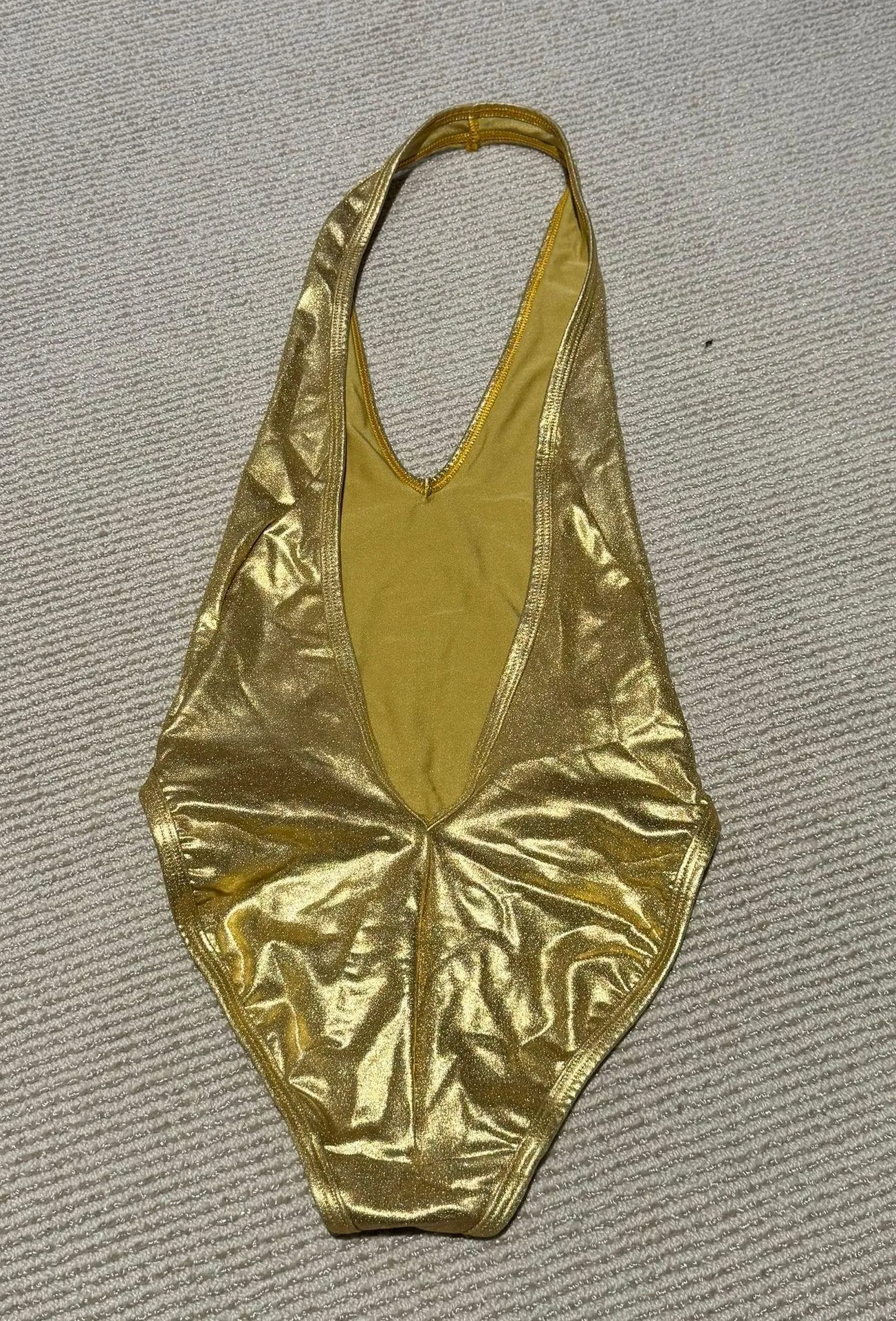 Women’s Gold Backless V Neck Bodysuit - Image 4