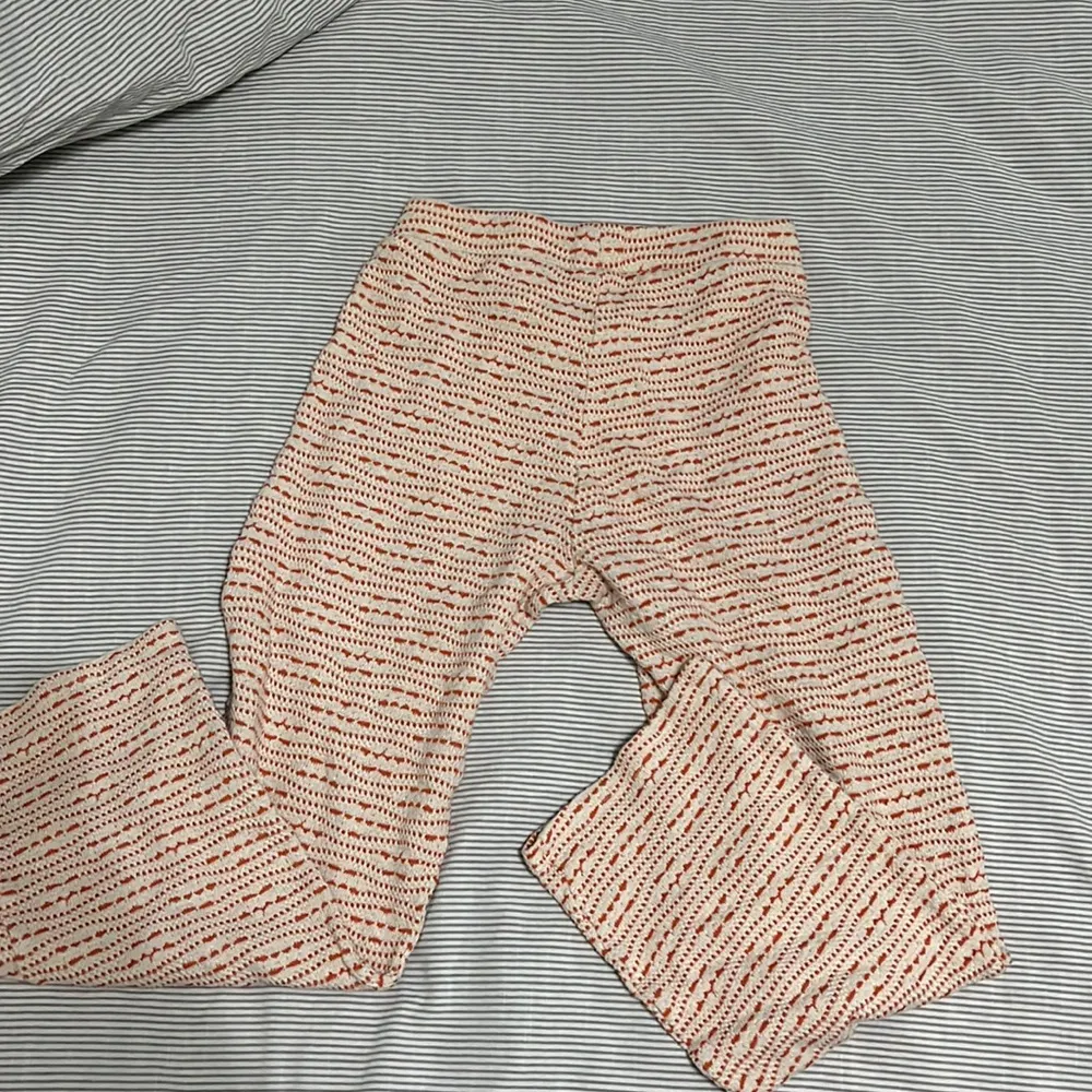 ZARA // cream & orange jacquard knit pull on straight leg pants - Image 7