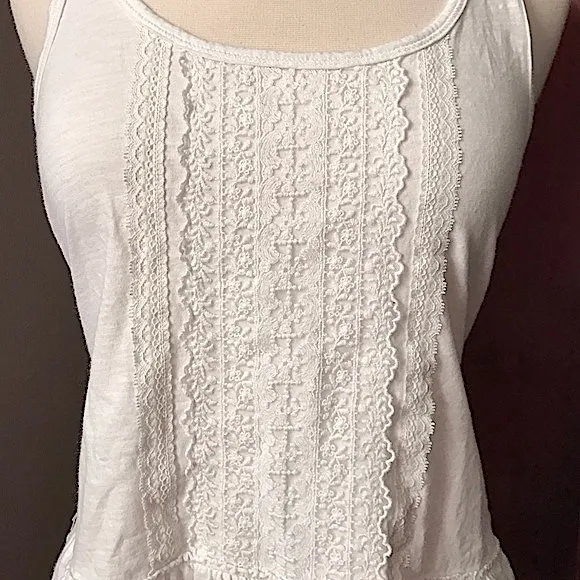Hollister Vintage White Crochet Lace Peplum Tank Top - Image 3