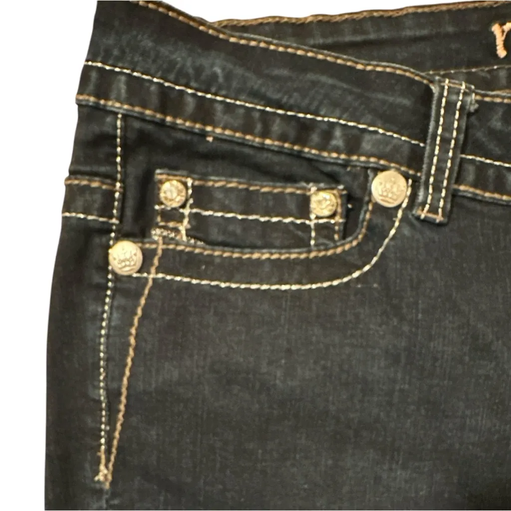 Rebel & Soul Bootcut Jeans Women’s 12 Embroidered Rhinestone Fleur - Image 6