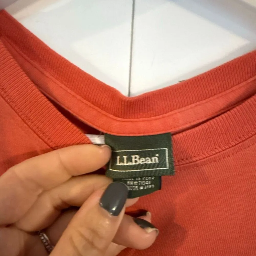 L.L. Bean reddish orange 100% cotton crewneck crop tshirt small Red - Image 4