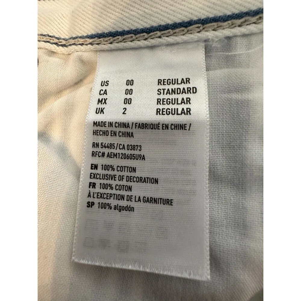 American Eagle  Blue and White Pinstriped Mom Jeans Size 00 - Image 11