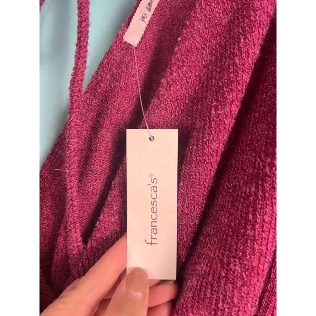 Francesca's Women's Large Magenta Wrap Front Tie Waist Mini Dress NWT $48 - Image 6