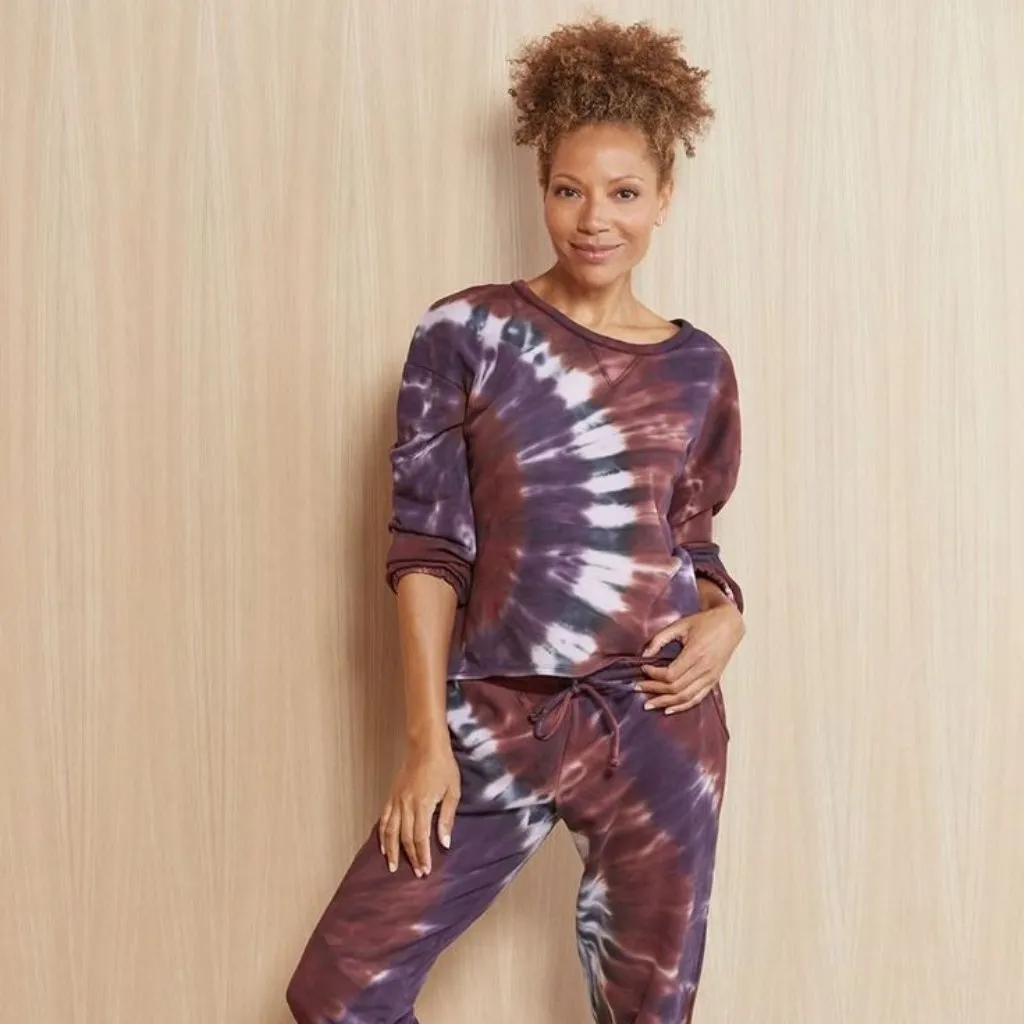 Chaser Mika Tie Dye Sweatshirt Berry NWT Women's Size XS Purple Multi - Image 6