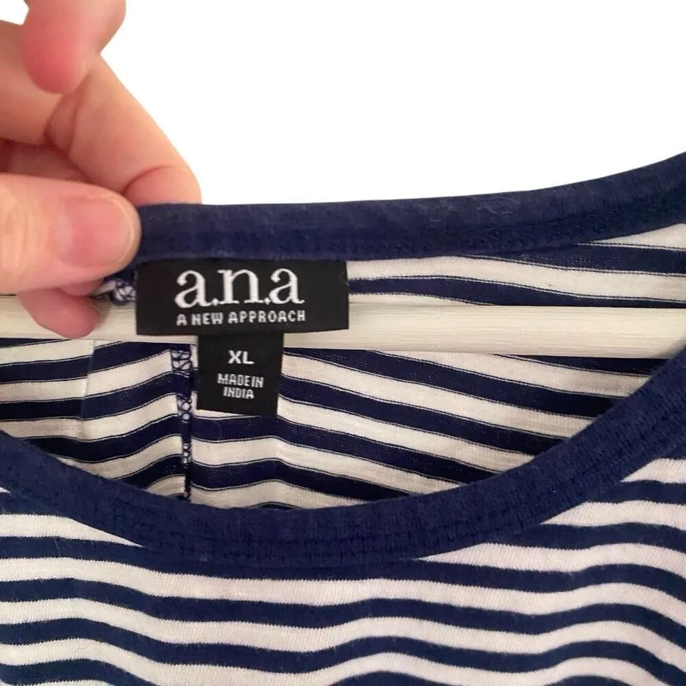 A.N.A XL striped short sleeve tshirt dress blue white - Image 2