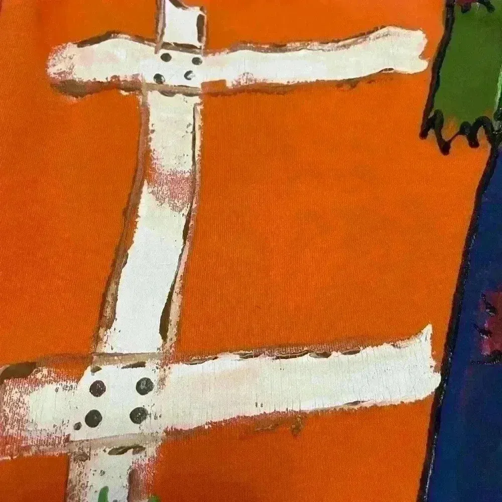 Vintage Shane Lee Inc Rare Scarecrow Orange Fall Shirt Size Small Feathers Paint - Image 3