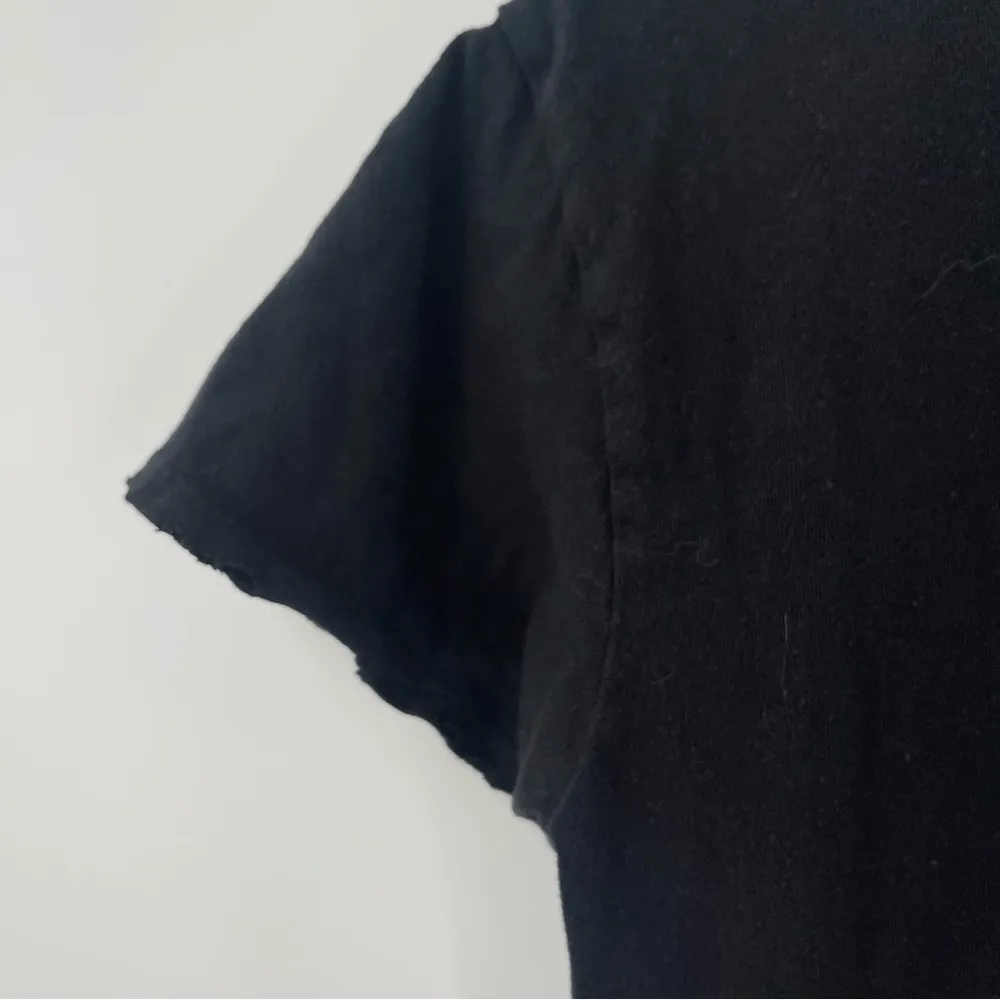 WILDFOX Small Dress Maxi Black Embroidered Logo High Side Slits Cotton Long - Image 7