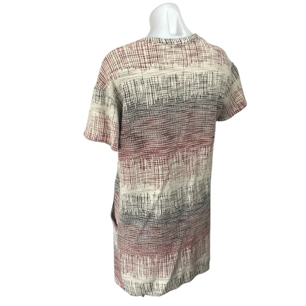 Zara Women's Multicolor Knit Short Sleeve Mini Shift Shirt Tunic Sweater Dress S - Image 2