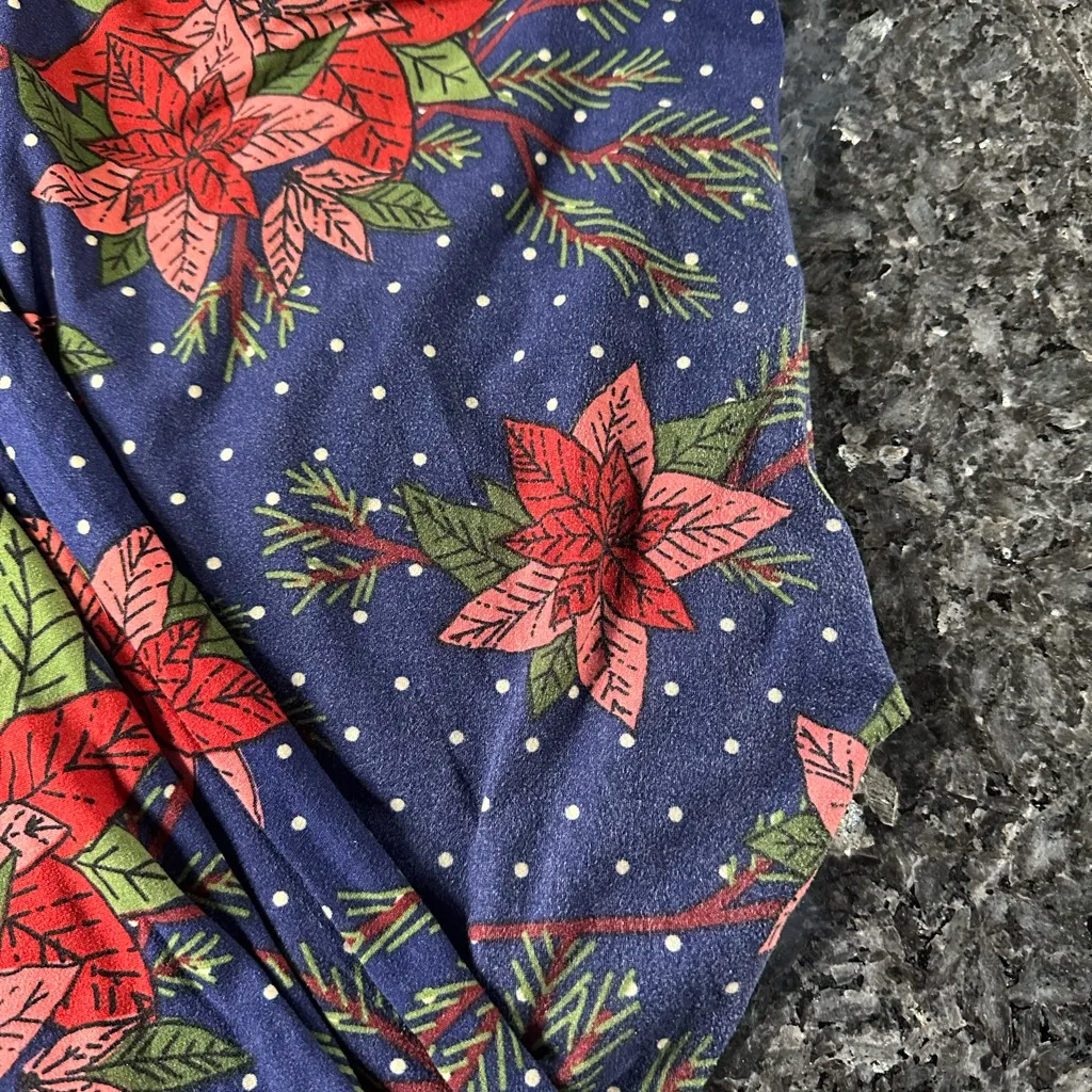 LuLaRoe Christmas Holiday Collection Poinsettia Floral Leggings Plus Size 1X TC - Image 5