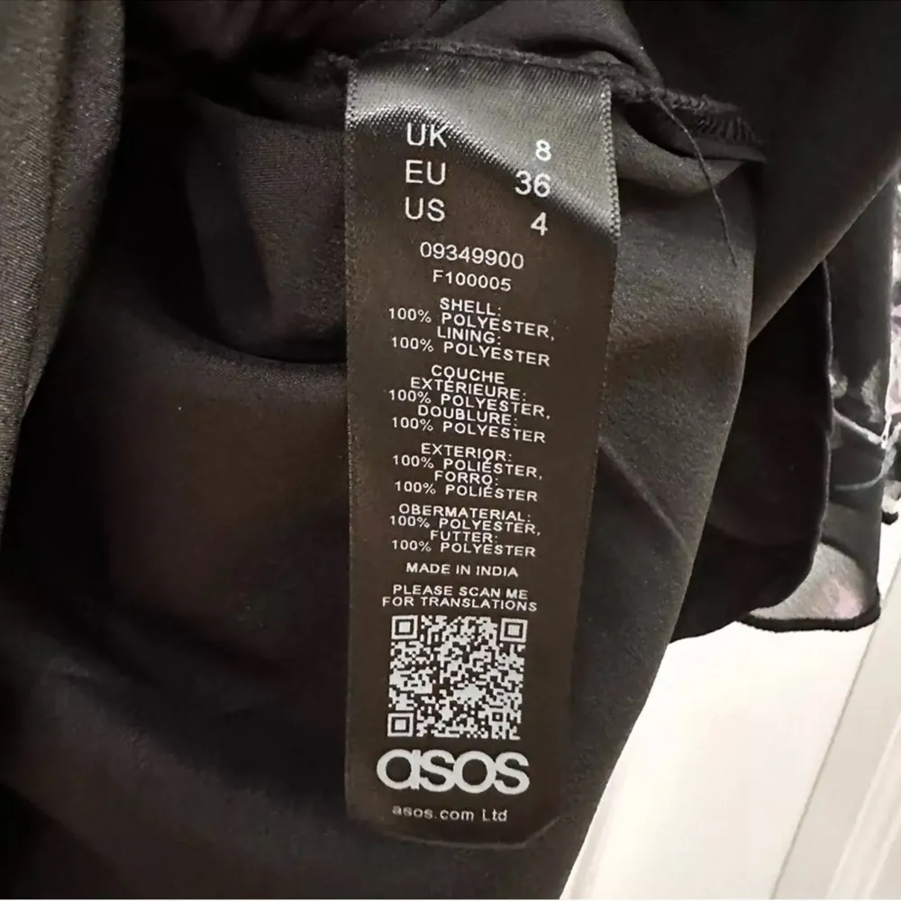 ASOS Black Ruffle Trim Purple Floral Double Front Slit Maxi Dress sz 4 - Image 8