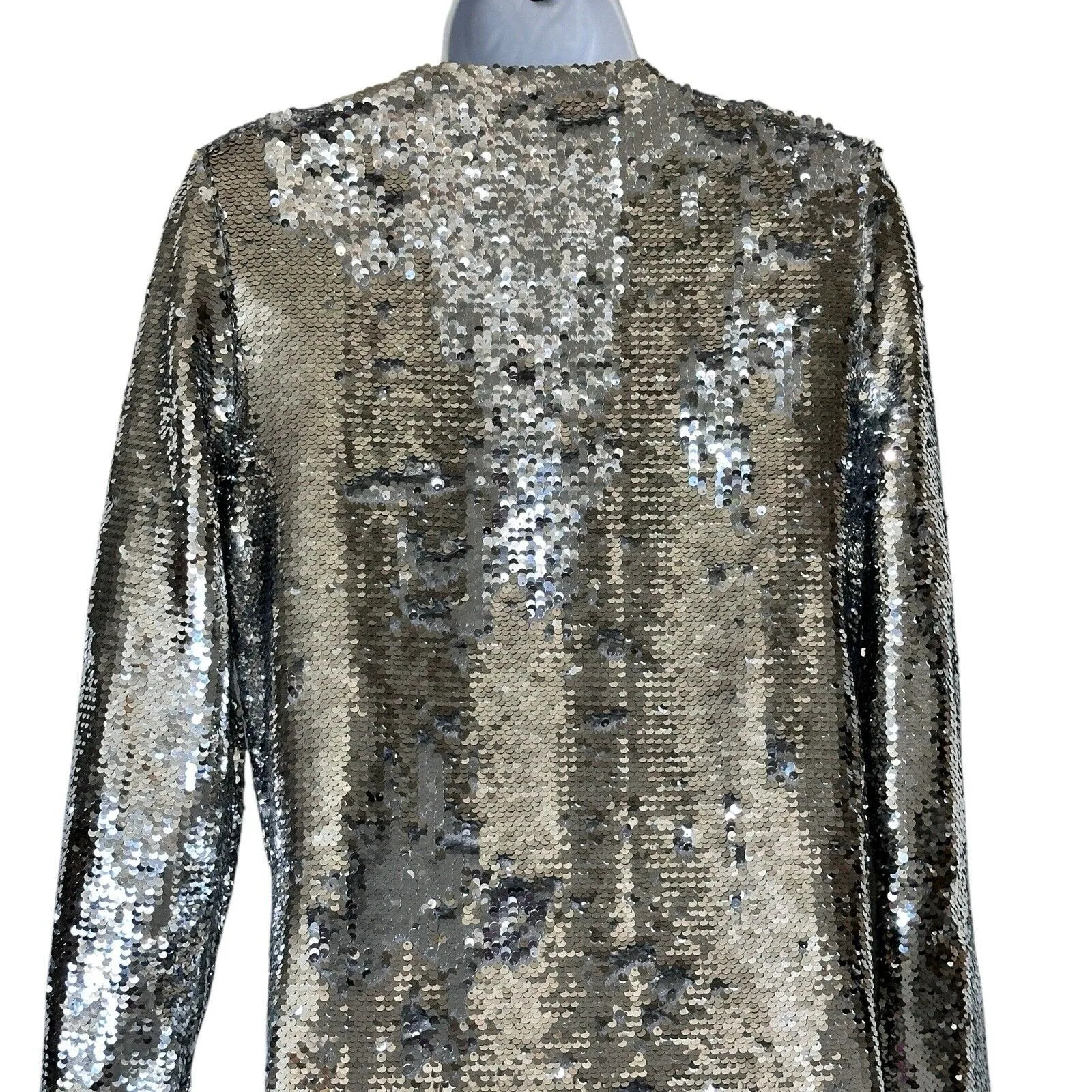 GANNI Sonora Silver Wrap Sequin Midi Dress cocktail party NYE 34 US 2 - Image 13