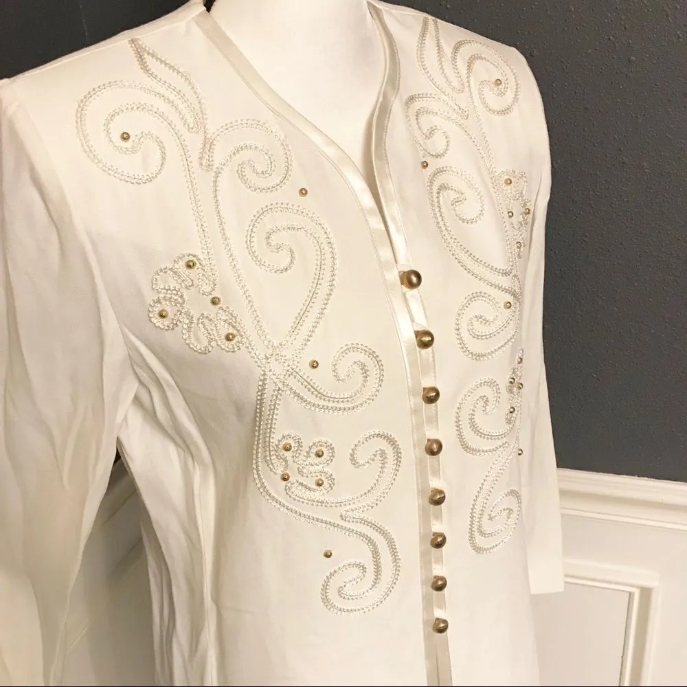 R & M Richards Embroidered Gold Button Down Tunic - Image 2