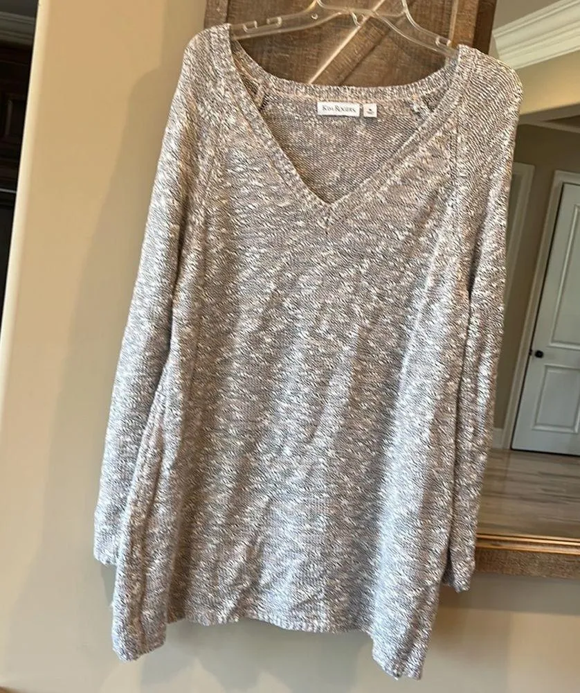 Oversized Cozy Comfy Sweater V Neck Womens medium Short Dress Tunic - Image 5