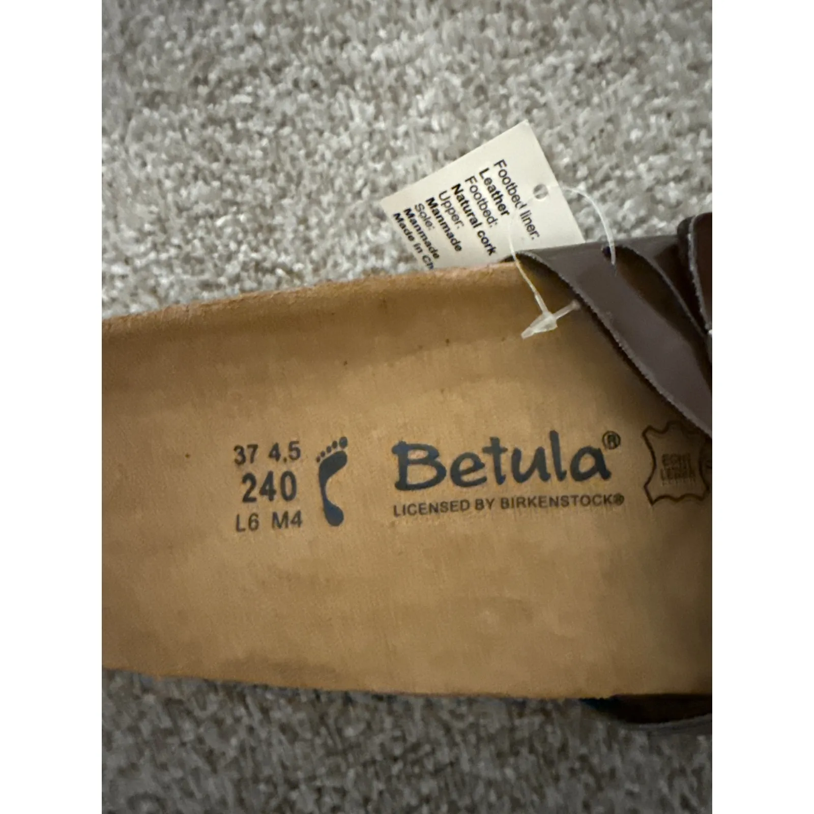 NWT Birkenstock Betula Leslie Single Cutout Brown Patent Leather Slides,37 Size 6 - Image 10