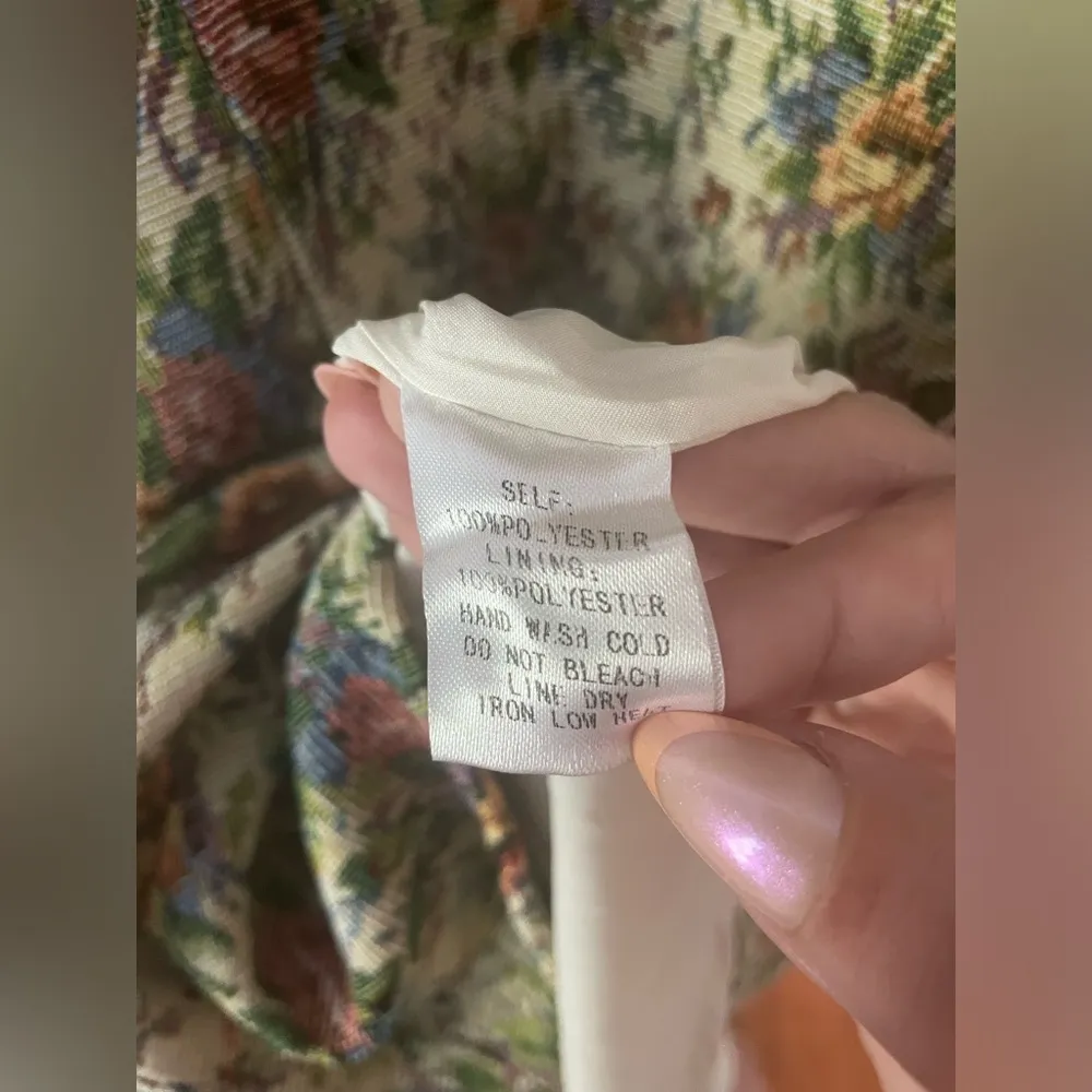 Fore Jacquard Floral Short Puff Sleeve Dress size L Tan Size L - Image 4