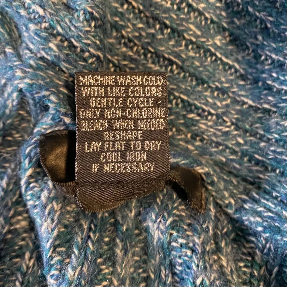 89th & Madison || Teal/white textured long sleeve cardigan sweater Blue Size M - Image 7