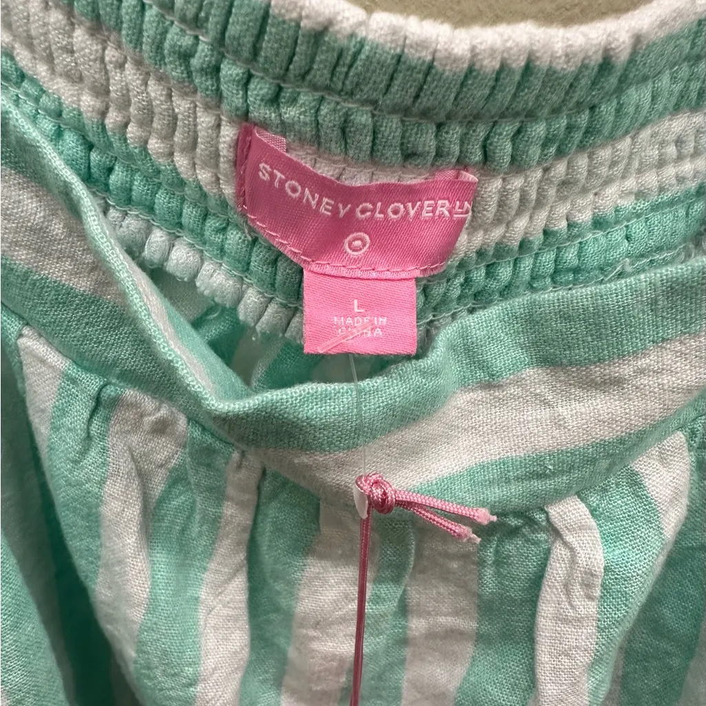 NWT Stoney Clover Lane x Target Green White Striped Crop Top Tank Size Large - Image 2