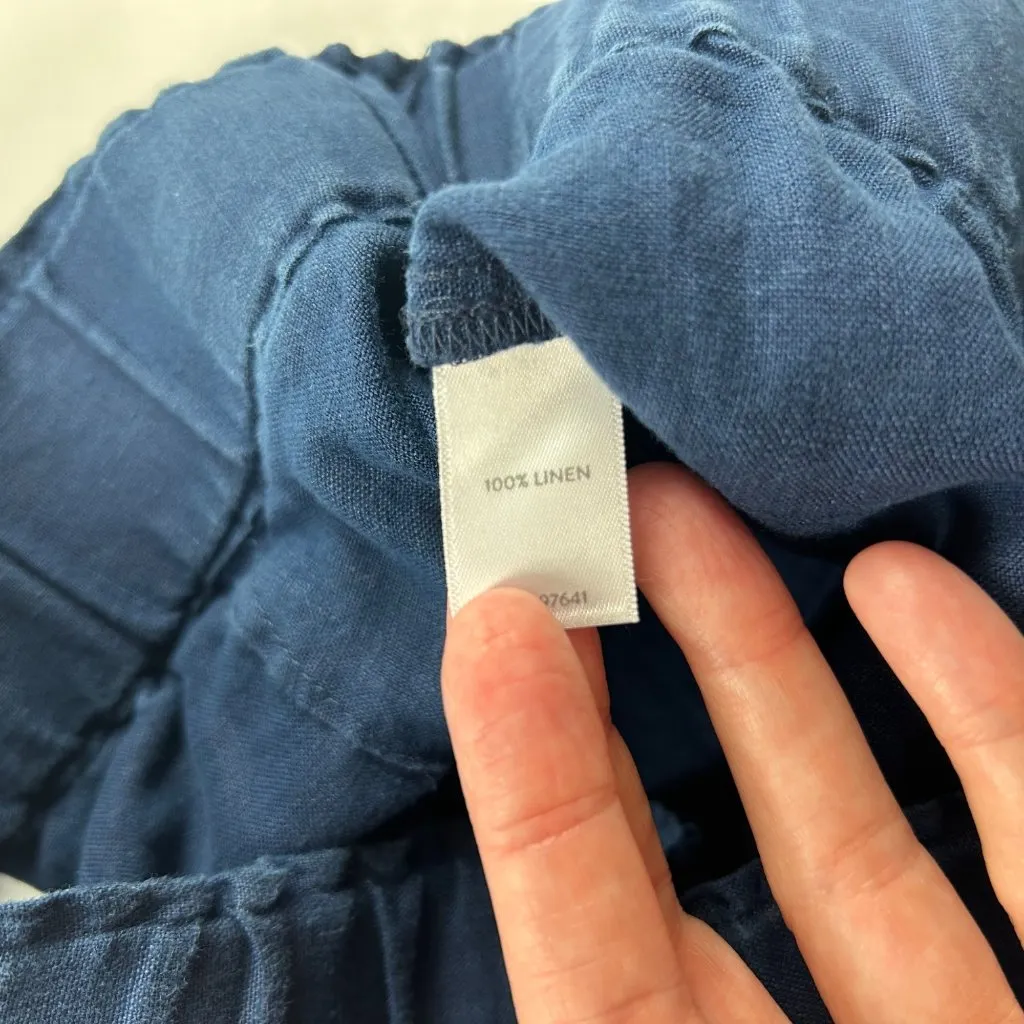 J. Jill Navy Linen High Rise Slim Leg Ankle Pant XS Blue - Image 4