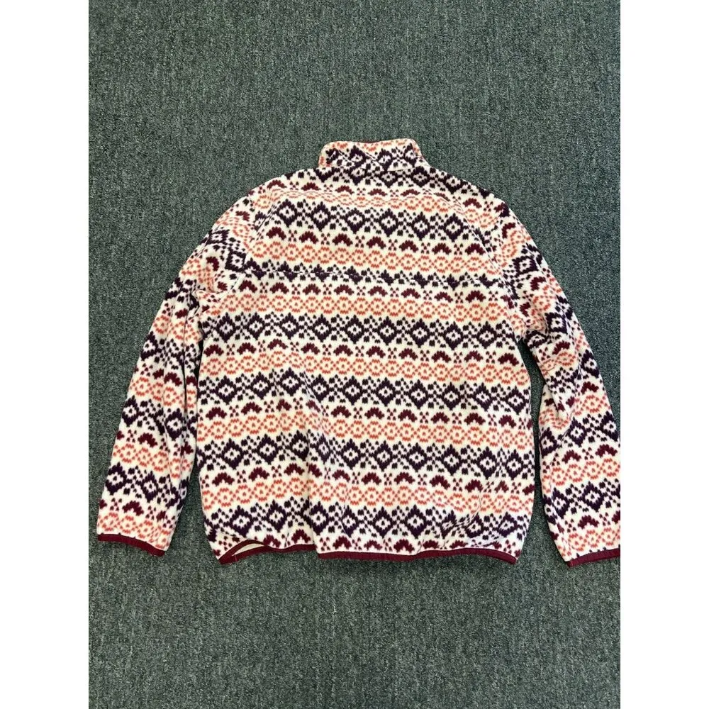 Lands' End Womens Multicolor Fair Isle Fleece Snap Pullover Sweatshirt Size L/P Red - Image 6