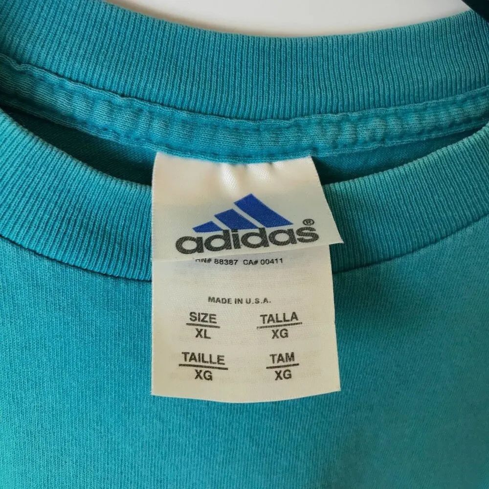 Vintage 90s Adidas T Shirt Womens USA Blue XL Extra Large Graphic Tee Cotton - Image 4