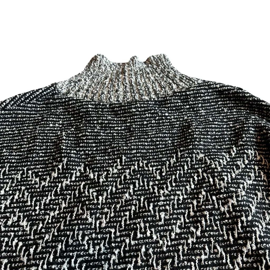 Magaschoni Black White Pullover Turtleneck Sweater Fringe Bohemian Boho Sz Small - Image 8