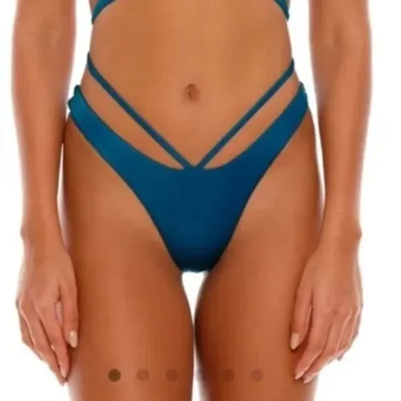NEW Agua Bendita blue Egle Thoughts reversible bikini bottom, size L - Image 1